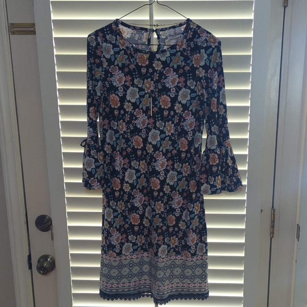 Rare Editions Navy Floral Dress